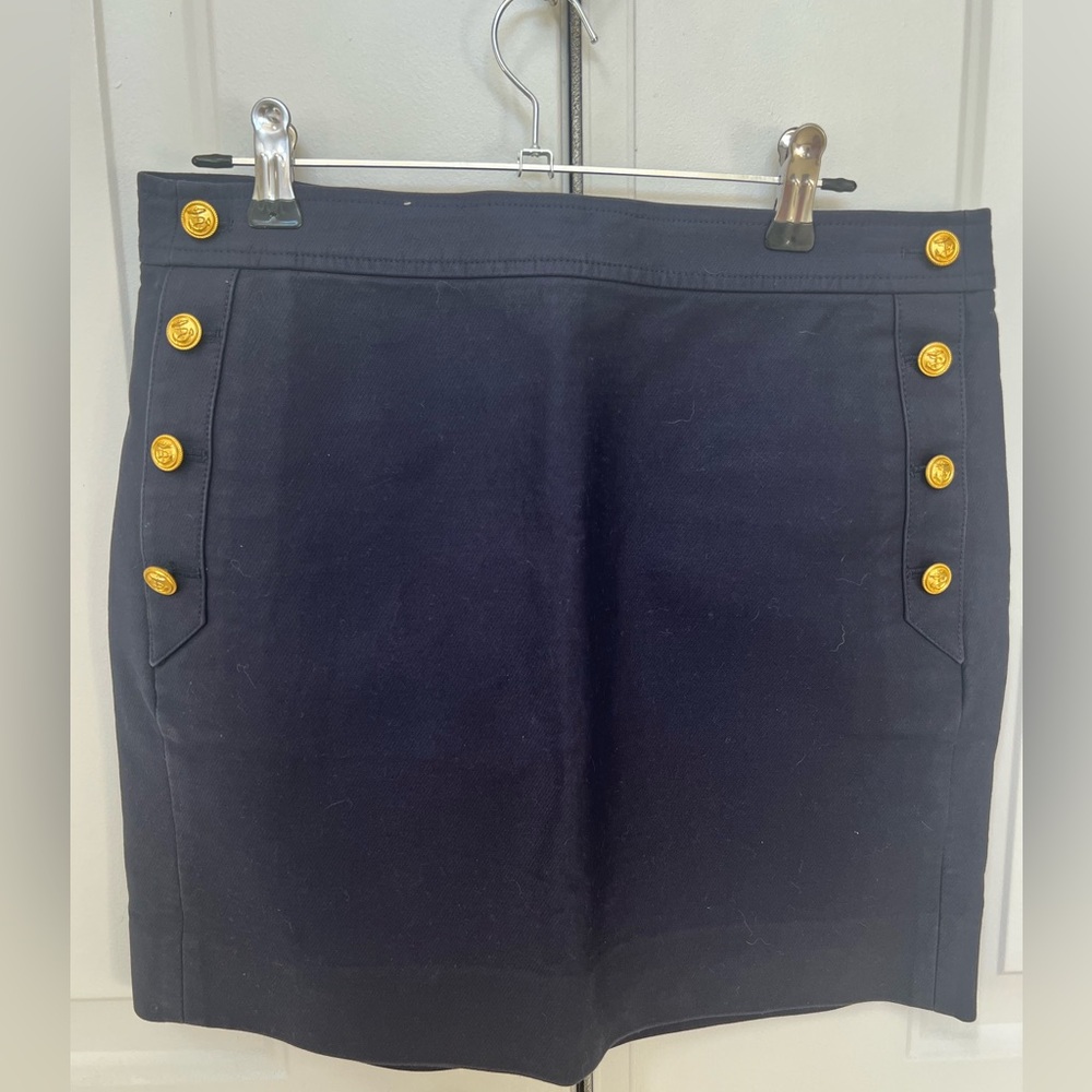 J. Crew Navy Skirt with Nautical Gold Buttons